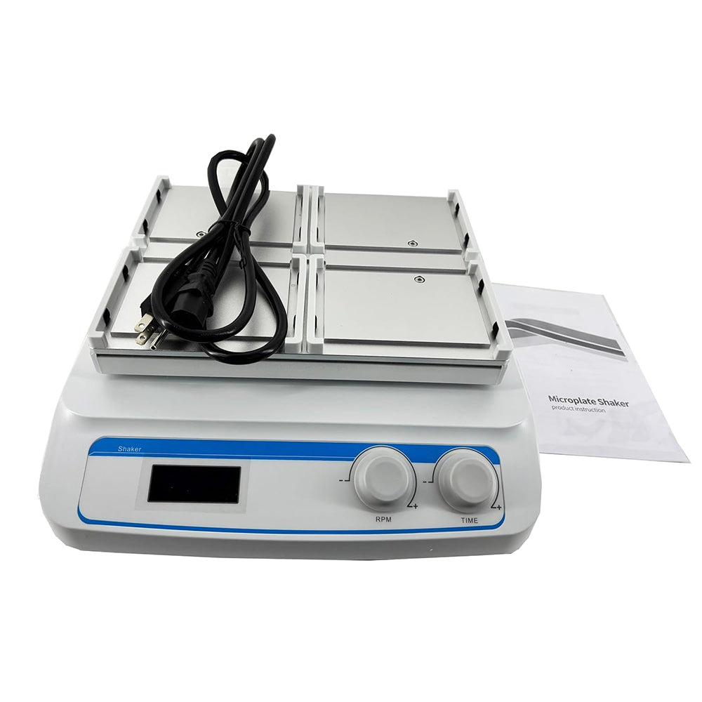 VTSYIQI Microplate Oscillator Laboratory Microplate Shaker with 4 Microplates Sample Capacity Large LCD Display of Timing Time and Rotational Speed Speed Range 100-1600rpm Amplitude 3mm