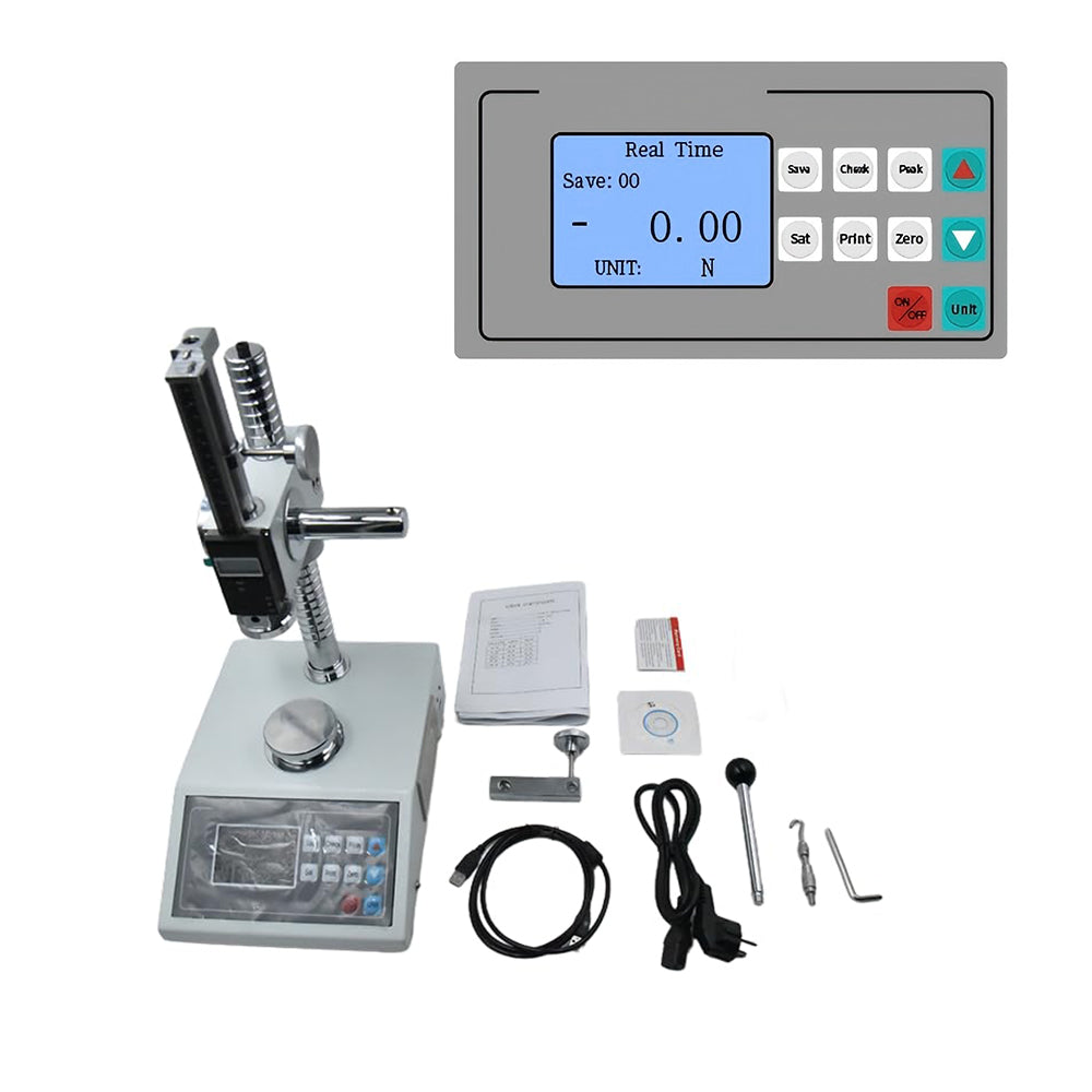 VTSYIQI Spring Load Tester High Precision Spring Tester with printer Resolution 0.001N/0.0001KG/0.0001Lb Maximum Test Machine Load 20N/2KG/4.5Lb ndication Error +/-1% for Measuring the Stretches and Compression Distortion Value of Spring