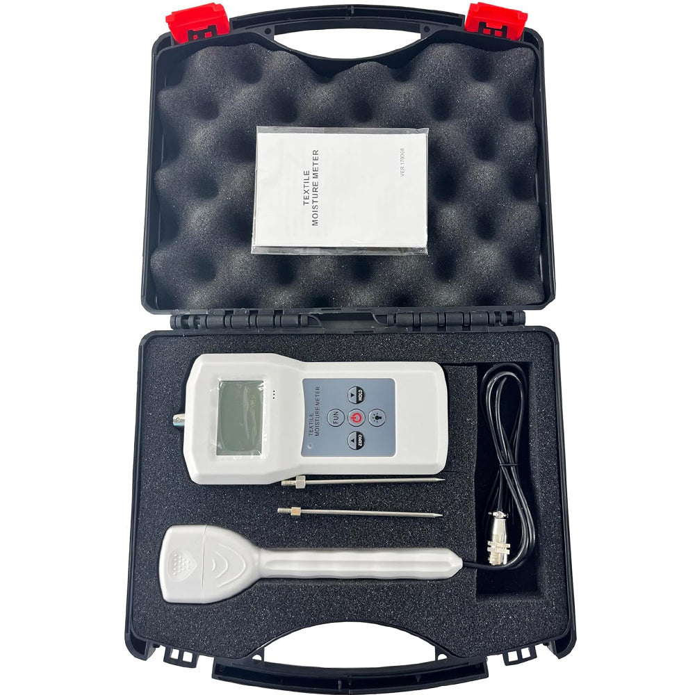 VTSYIQI Needle Type Textile Moisture Meter with Measuring Range 4% to 90% Accuracy ± 0.5% n Resolusion 0.1 for Textile Materials Cloth Cotton Yarm Wool Moisture Analyze Measuring