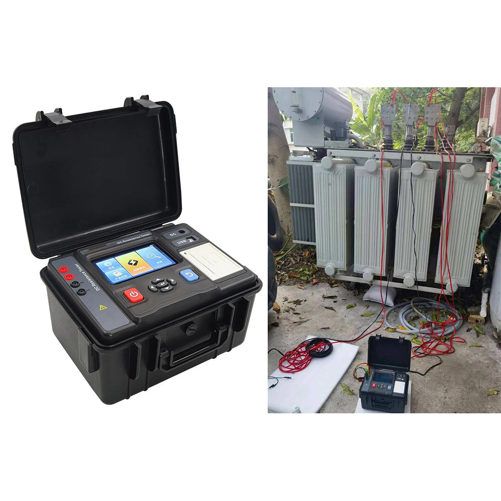 VTSYIQI Transformer DC Resistance Tester with Short Circuit Current 20A Resolution 0.1 uΩ Resistance Range 10.0uΩ-1.0000MΩ Printer Function for Measuring Transformer DC Resistance Transformer Winding Resistance Ground Grid Connection Continuity Etc