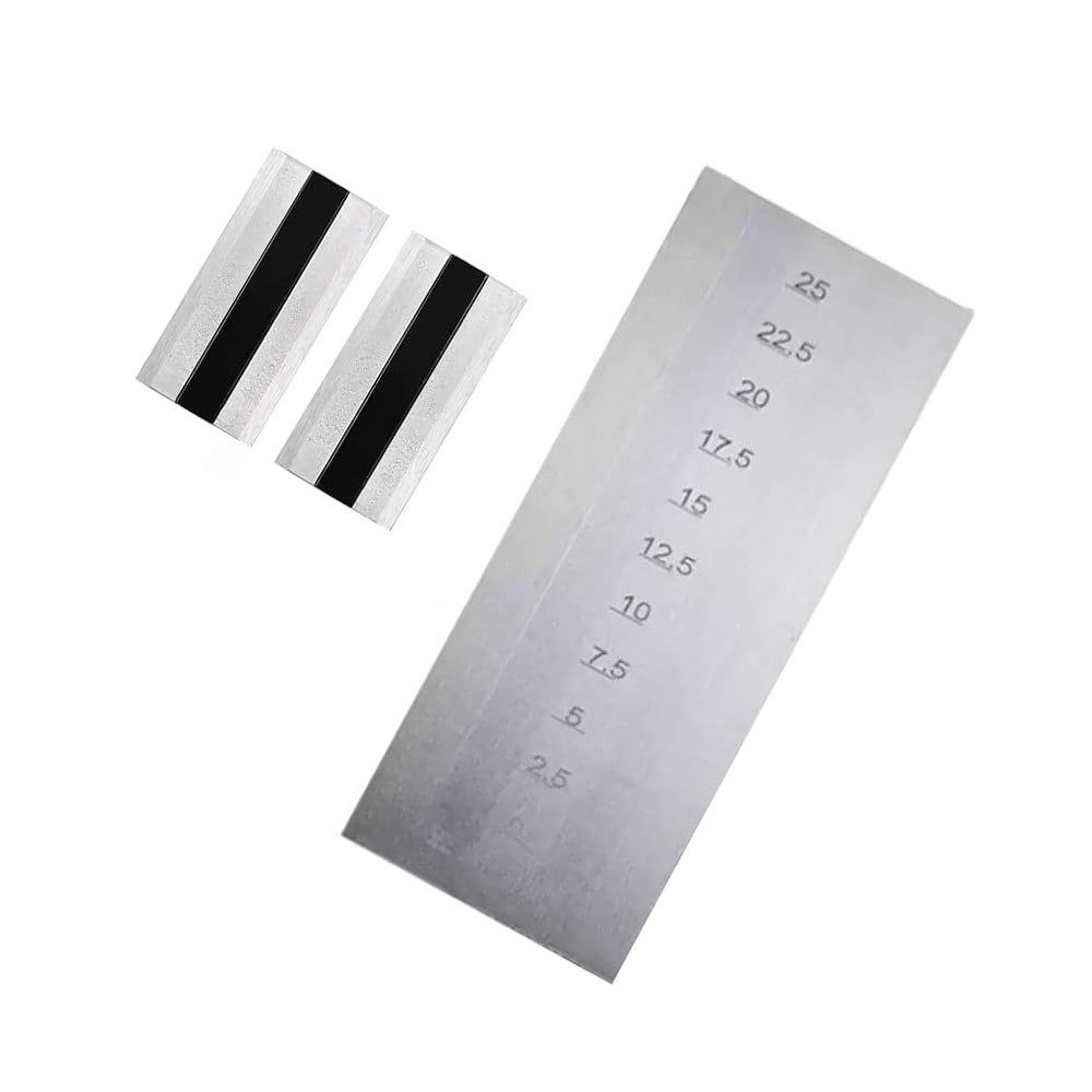 VTSYIQI Double Groove Fineness Meter Fineness Gauge with 2 Scrapers Scale Range 0-25μm Notch Inclination 1:4000 GB/T1724-93 Standard Stainless Steel Indexing Value 2.5μm