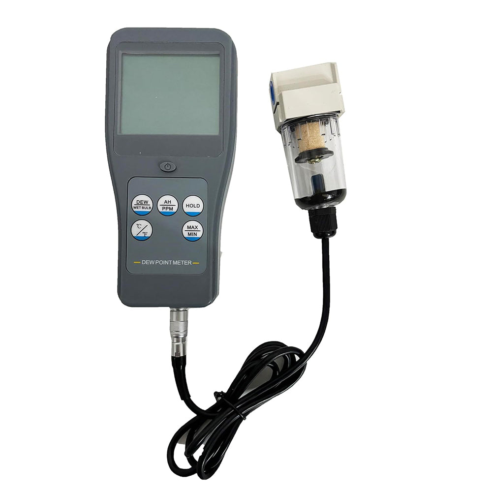 VTSYIQI Dew Point Meters Portable Dew Point Meter with 6 Testing Parameters Ambient Temperature Dew Point Wet Bulb Relative Humidity Absolute Humidity PPM Measurement Resolution 0.01 Data Hold Function LCD Display