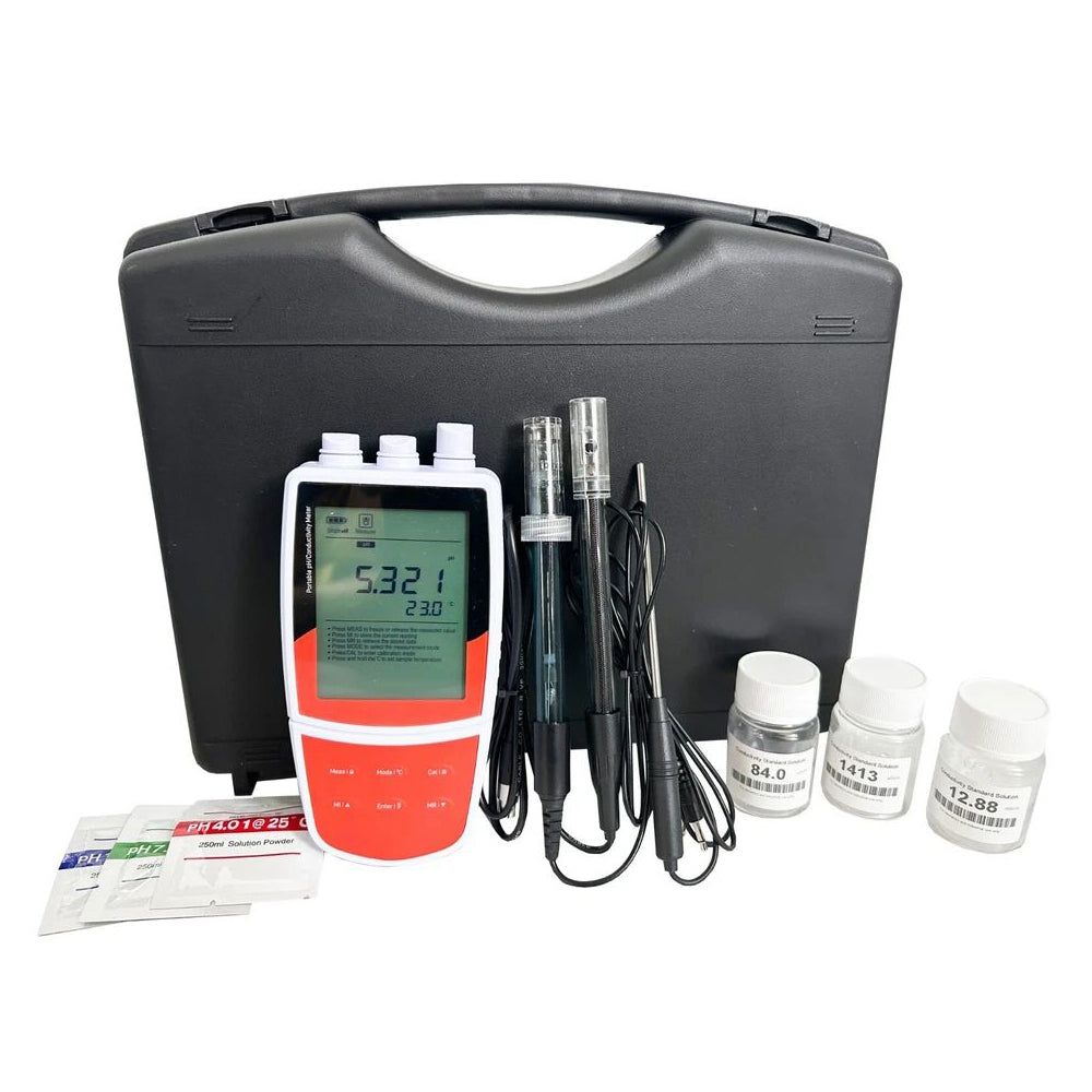 VTSYIQI Multiparameter Water Quality Meter Portable Multi Parameter Water Quality Analyzer with Calibration Fluid Resolution 0.001/0.01/0.1 pH Selectable ORP Range -1999.9 to 1999.9 mV Stores Up 500 Data Sets Auto-Power Off Automatic Electrode Diagnosis