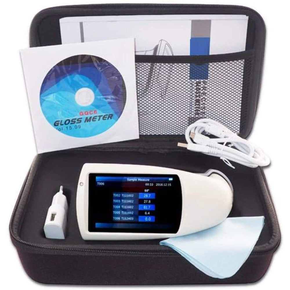 VTSYIQI Portable Gloss Meter 60° Gloss Meter for Paint Ink Stoving Varnish Coating Wood Products Etc with Measuring Range 0~300GU Division Value 0.1GU Errors ±1.5 ±1.5% Measuring Time 0.5s Basic Mode Storage 1000 Measuring Area (mm) 9x15