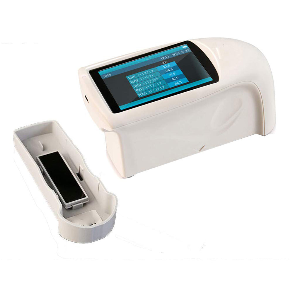 VTSYIQI 60 Degree Gloss Meter Single Angle Gloss Meter with Large Touch Screen Operation Measuring Area (mm) 2*3 Measurement Range 0~1000GU Errors ±1.5 ± 1.5% Measuring Time 0.5s for Marble Granite Vitrified Polished Tile Pottery Brick and Porcelain Etc