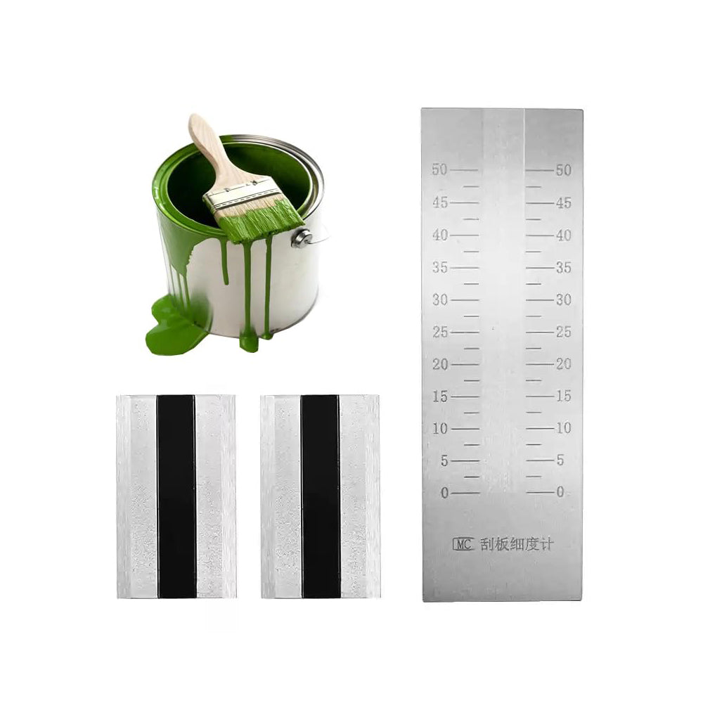 VTSYIQI Scraper Fineness Meter Single Groove Stainless Steel Grindometer with Scale Range 0-50μm Indexing Value 2.5μm 2 Scrapers Stainless Steel Inclination of The Groove 1:2000 GB/T1724-93 Standard