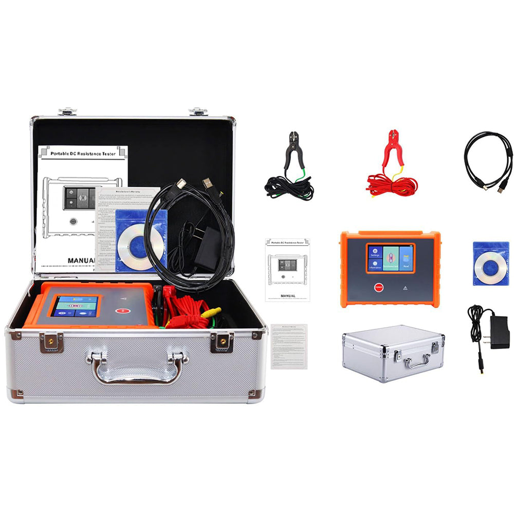 VTSYIQI Handheld Transformer DC Resistance Tester Meter with Test Current 10A 5A 1A 0.1A 10mA 1mA Resistance Range 10.0uΩ-50.00KΩ Four Line Method Test for Measuring Transformer DC Resistance Transformer Winding Resistance Etc