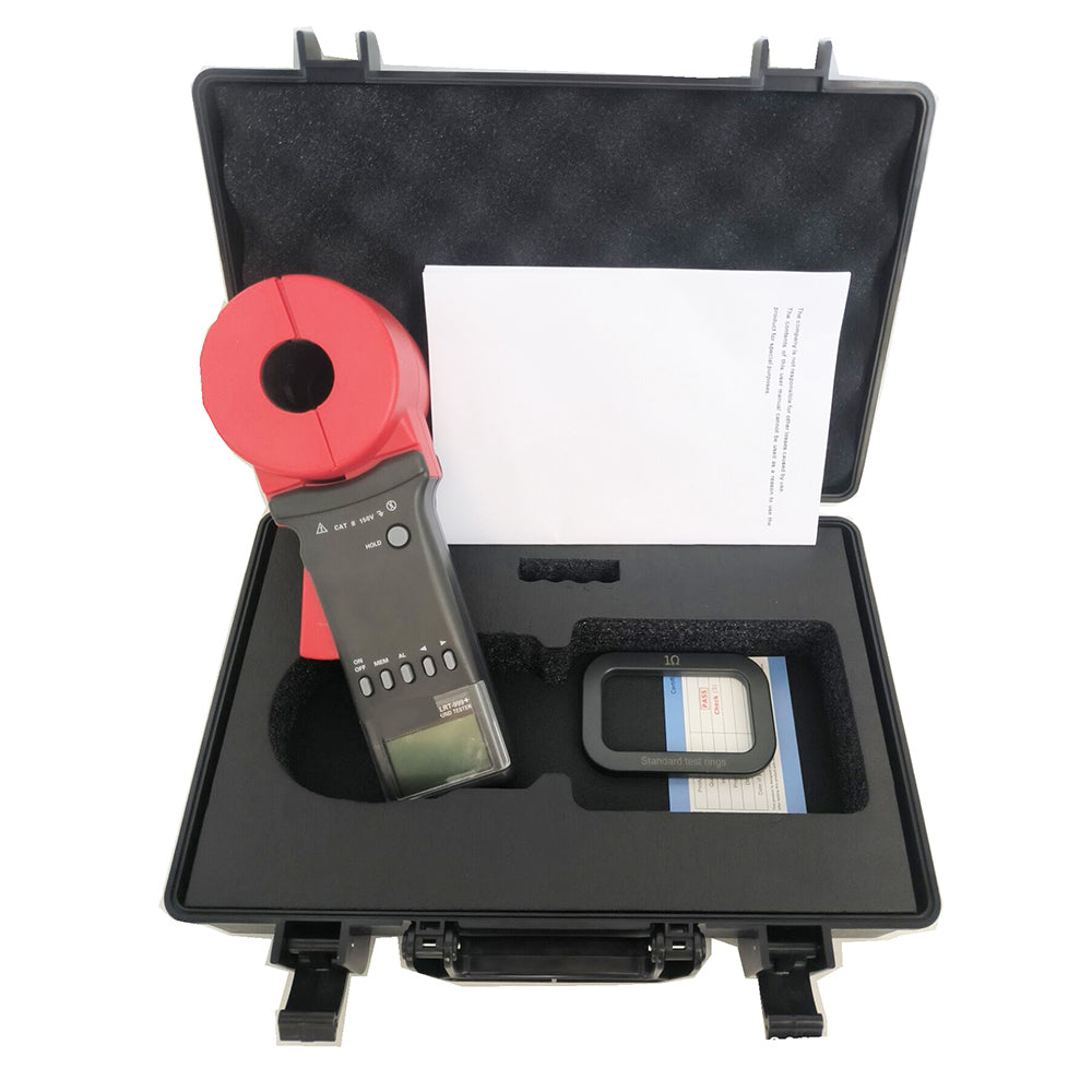 VTSYIQI Portable Ground Resistance Tester Earth and Ground Resistance Testers with Resistance Range 0.010Ω~1200Ω Clamp Jaw Size Φ32mm Data Storage 99 Groups Resistance Resolution 0.001Ω For Loop Resistance Measurement