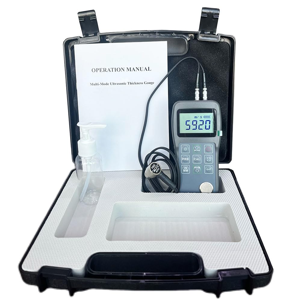 VTSYIQI Multi-Mode Ultrasonic Thickness Gauge Pipe Ultrasonic Thickness Tester Monitor with 0.65 to 600mm 0.025 to 23.62inch 3-30mm 0.118 to 1.181inch P-E and E-E Echo-Echo Mode for Steel Aluminum Cop