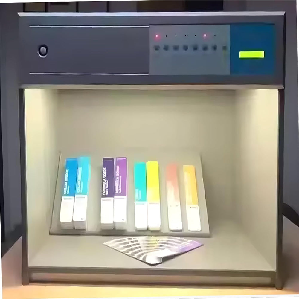 VTSYIQI Light Booth Color Matching Cabinet Color Assessment Cabinet Color Matching Box with 4 Light Sources D65 TL84 UV F 2 Voltages for Choosing 110V or 220V ASTM D1729 ISO3664