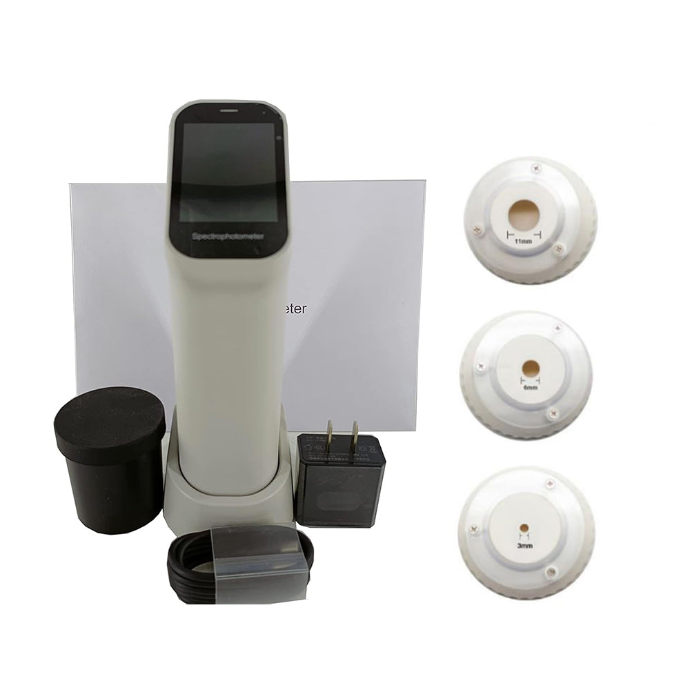 VTSYIQI Handheld Colorimeter D/8 Colorimeter Touch Screen Color Meter with Measuring Aperture 3mm 6mm 11mm Wavelength Range 400-700nm for Fluorescent Coating Ceramic Color Test