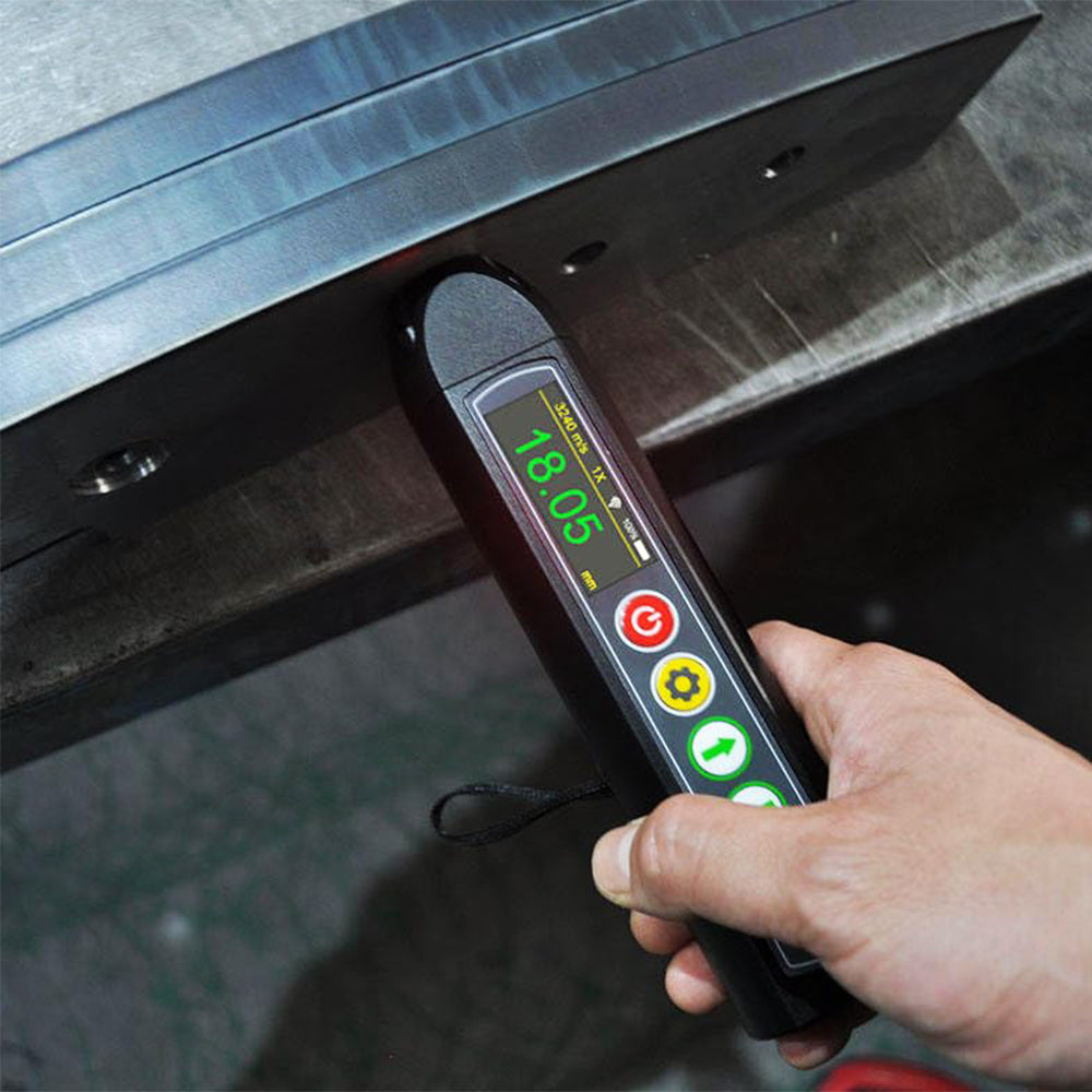 VTSYIQI Pocket Electromagnetic Ultrasonic Thickness Gauge with Effective Range 1.0~320mm No Coupling Function Sound Velocity Range 400~9999 m/s for Aluminum Copper Iron Carbon Steel Cast Steel Alloy Steel Stainless Steel Titanium Alloy Etc