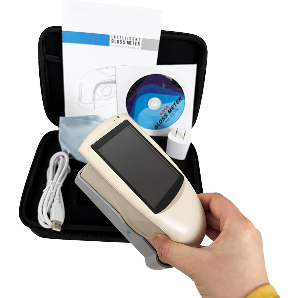VTSYIQI Multi-angle Gloss Meter Triple Angle Gloss Meter with Connect to PC Large Touch Screen Operation Measuring Area (mm) 20°:10x10 60°:9x15 85°:5x36 Measuring Range 20°:0~2000GU 60°:0~1000GU 85°:0~160GU Errors ±1.2 ± 1.2%