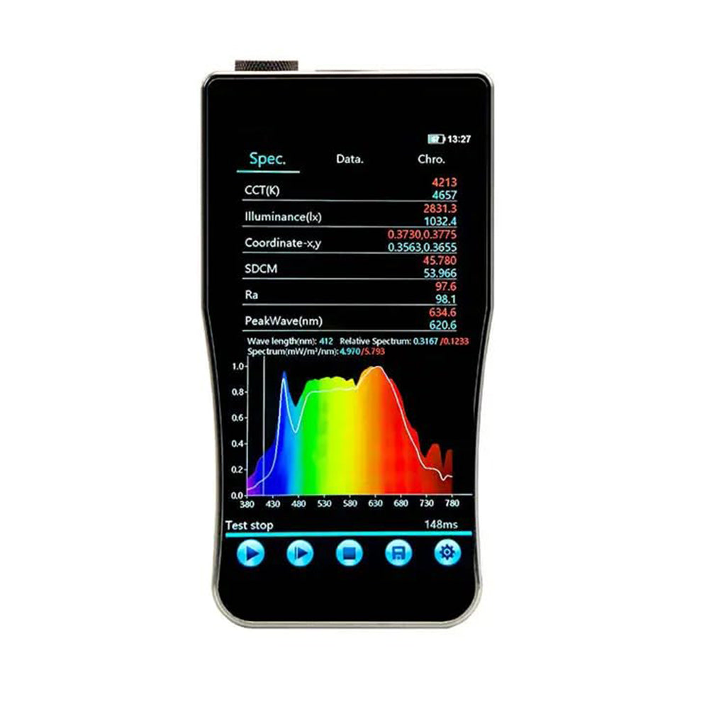 VTSYIQI Spectral Illuminance Meter Portable Light Spectrometer with High Precision CCD Sensor Wavelength Range 380nm~780nm Wavelength Accuracy ±0.5nm Spectral Bandwidth 2nm for Use in the Field of Lighting Measurement
