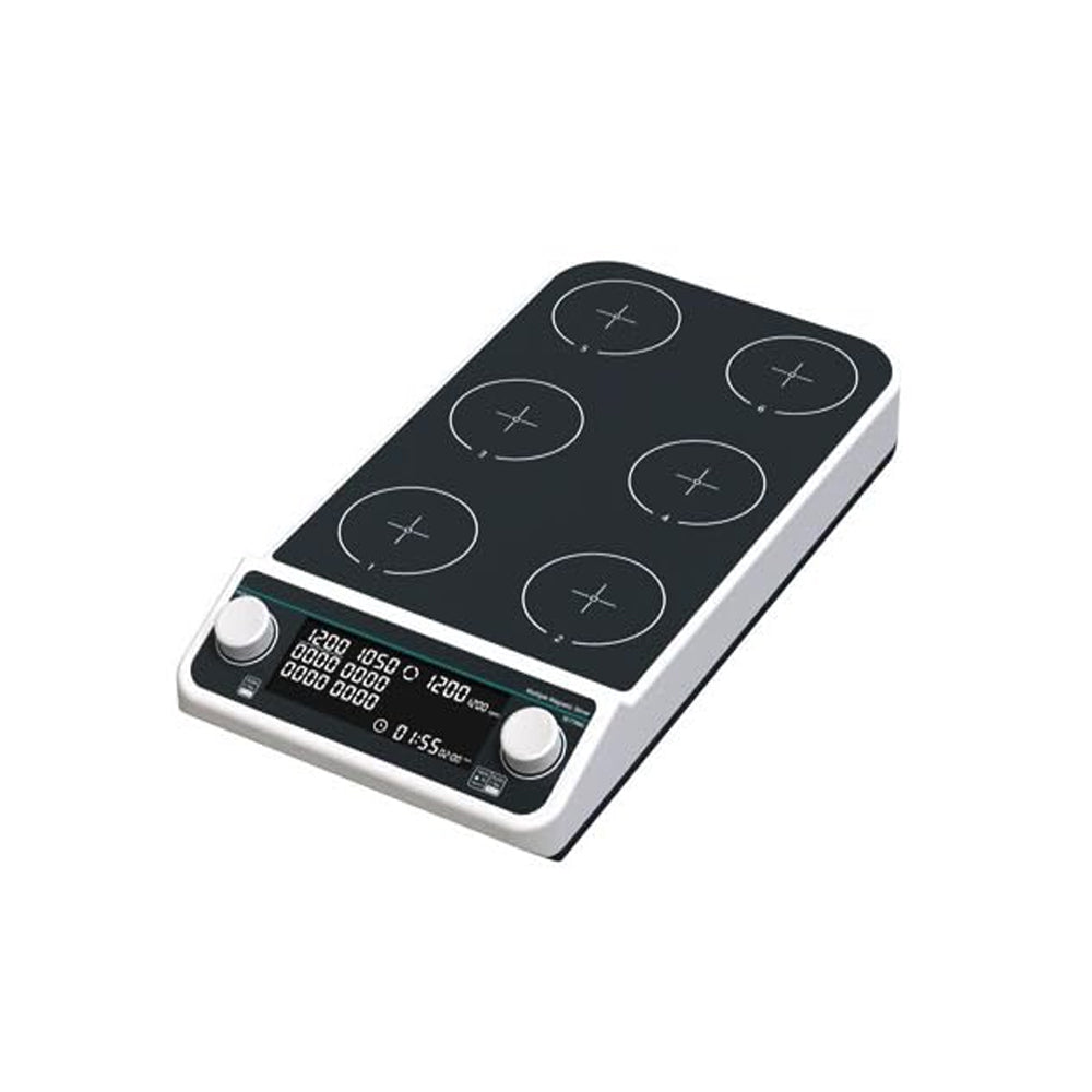 VTSYIQI Multi Place Magnetic Stirrer 6 Position Magnetic Mixer with RPM Range 50-1500 RPM Brushless Motor Synchronized or Asynchronous Control Max Stirring Volume 6 * 500 ML 6 Stirring Points LCD Liquid Crystal Display
