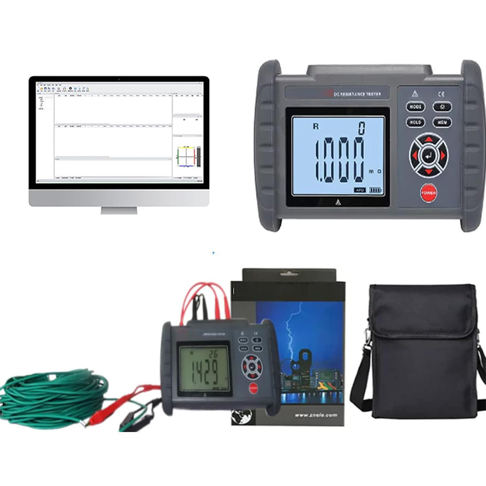 VTSYIQI Digital DC Resistance Tester Micro Ohm Meter Milli Ohmmeter with Resolution 10uΩ Resistance Range 0.01mΩ to 30.00KΩ Accuracy ±0.1% for Measuring The Resistance of Coils Motors Transformer Winding and Metal Riveting Resistance