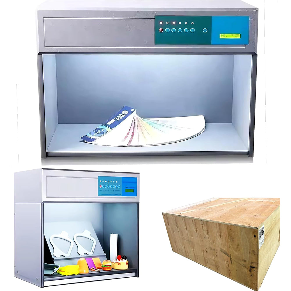 VTSYIQI Color Viewing Cabinet 4 Light Booth Color Assessment Cabinet Color Matching Box with 2 Voltages for Choosing 110V or 220V 4 Light Sources D65 TL84 UV F ASTM D1729 ISO3664