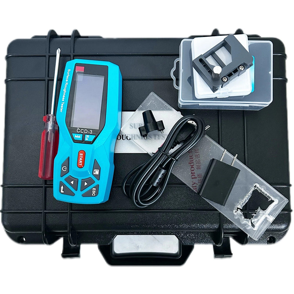 VTSYIQI Digital Surface Roughness Tester Meter 20 Parameters Handheld Portable Surface Profilometer with Range Ra 0.005 to 16.000um Rz 0.02 to 160.00um Indication Accuracy 0.001μm Range Ra Rz Real-time Clock Settings and Display
