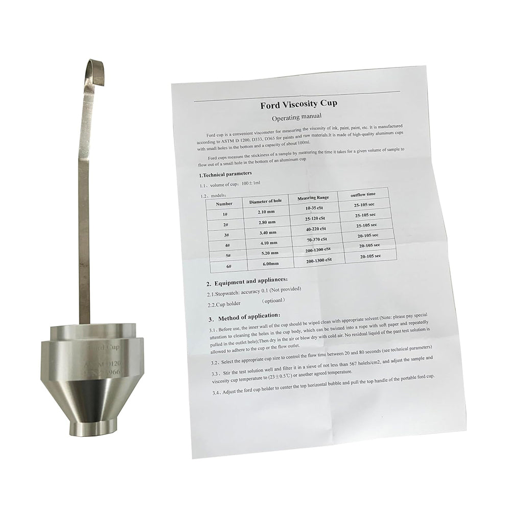 VTSYIQI Ford Viscosity Flow Cup #1 Ford Flow Cup with Hole Diameter 2.10mm Outflow Time 25-105 sec Measurement Range 10-35 CST Cup Volume 100±1ml ASTM D 1200 Standard