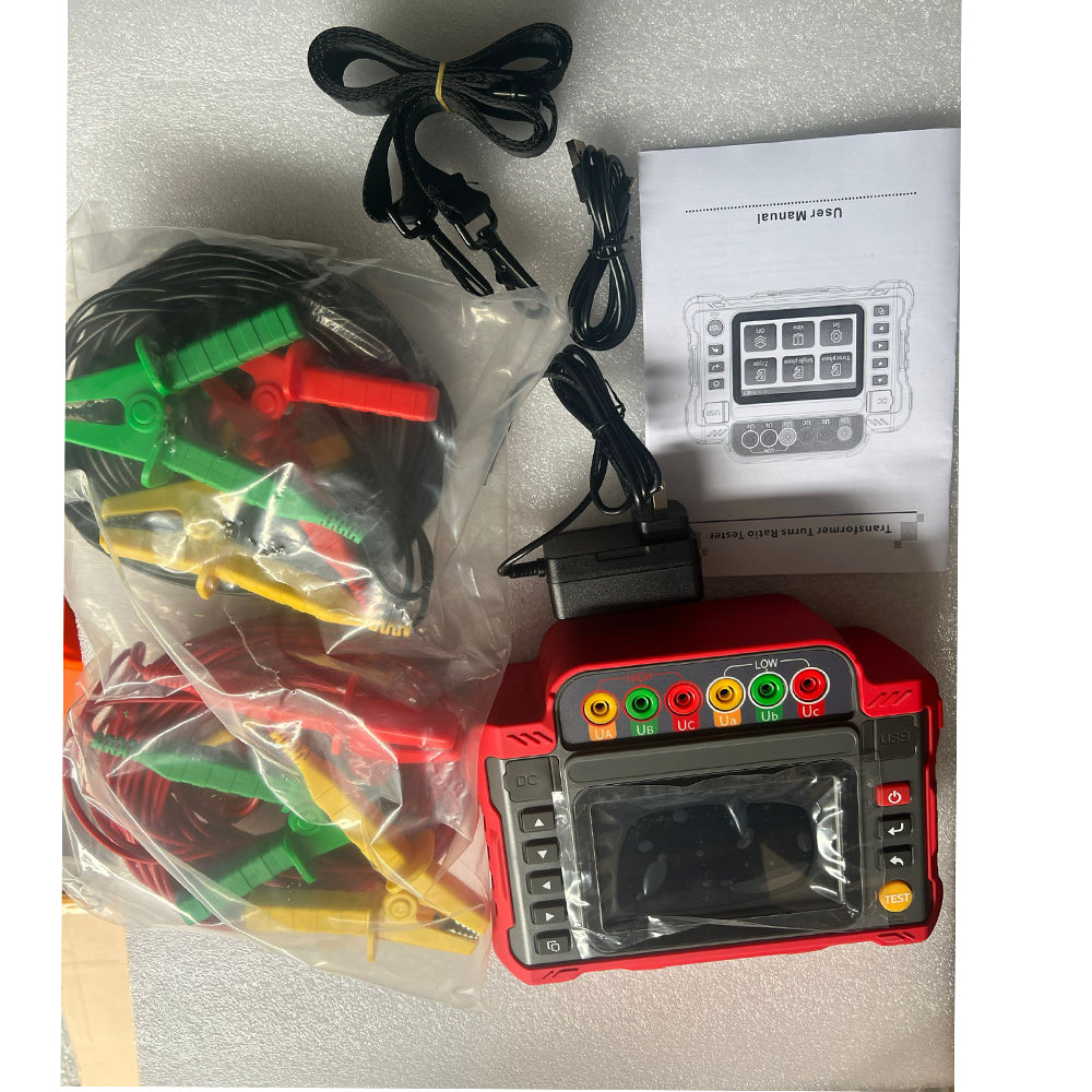 VTSYIQI Digital Transformer Turns Ratio Tester for Three-Phase Single-Phase Transformers PT CT with 500 Groups Data Storage Variable Ratio Range 0.9-10000 5-inch Touch Screen