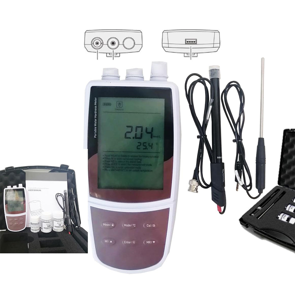 VTSYIQI Laboratory Water Hardness Meter Digital Water Hardness Meter with Standard Calibration Solutions Accuracy ±1% F.S. Setup Menu Allows Setting the Number of Calibration Points for Measuring Calcium and Magnesium Ion Concentration in Water Samples