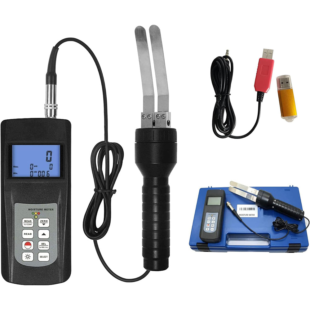 VTSYIQI Paper Moisture Meter Paper Moisture Tester with USB Data Cable and Software to Connect PC Contact Type Sensor Type 240 Data Sets Can be Stored Measurement Range Cardboard (0-50%) Paper (0-18%) Paper (Base on 0-100%) Shredded Paper (0-40%)