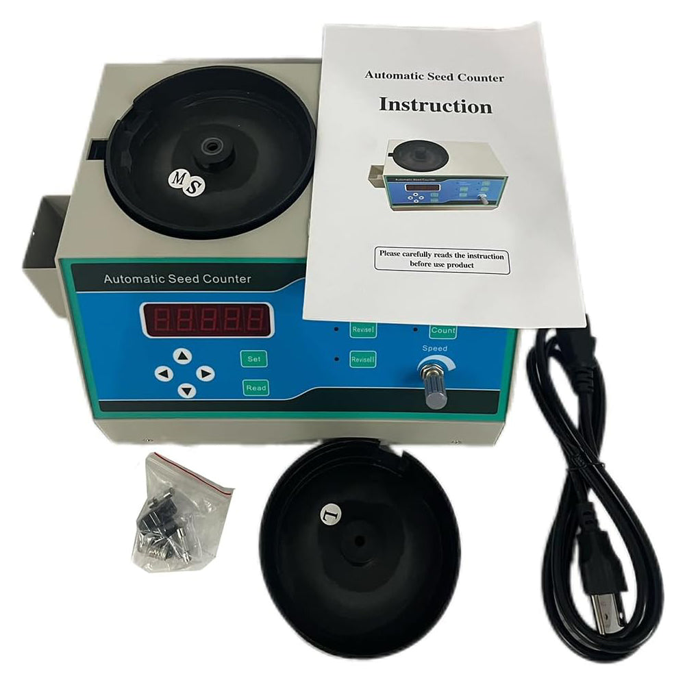VTSYIQI Digital Automatic Seed Counter Machine Seeds Counter Seed Particle Counter with 2 Sample Plates LED Display Counting Capacity Five 1~99999 for Large Medium Small Seeds