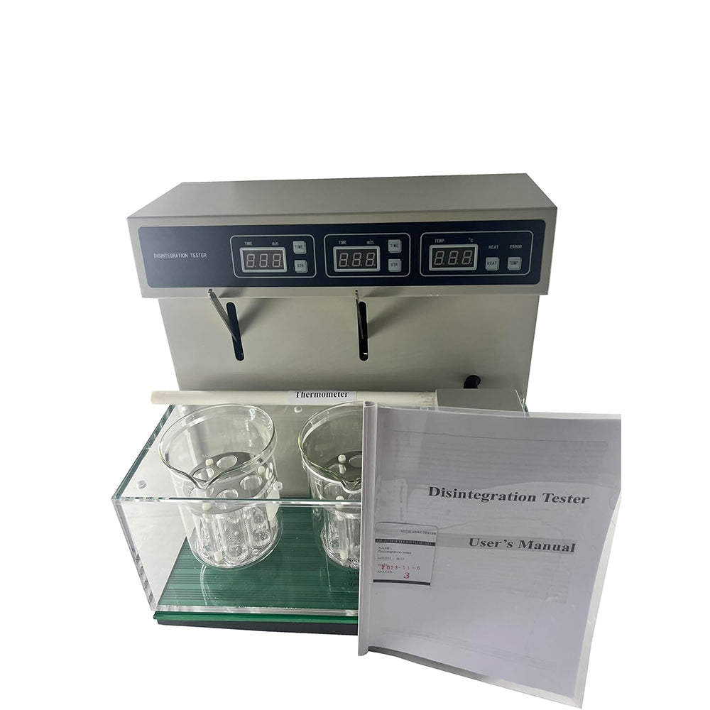 VTSYIQI Tablet Disintegration Test Apparatus Disintegration Testers for Tablets and Capsules with Basket Round-Trip Frequency 30 to 32 Times/min 12 Tubes 2 Basket Assembly Basket Round Trip 55±1mm
