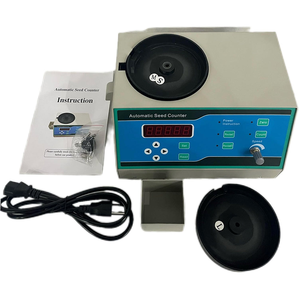 VTSYIQI Digital Seed Counting Machine for Large Medium Small Seeds with Counting Capacity Five 1~99999 Accuracy Medium and Large Particles 2/1000 Small Particles 4/1000 2 Sample Plates