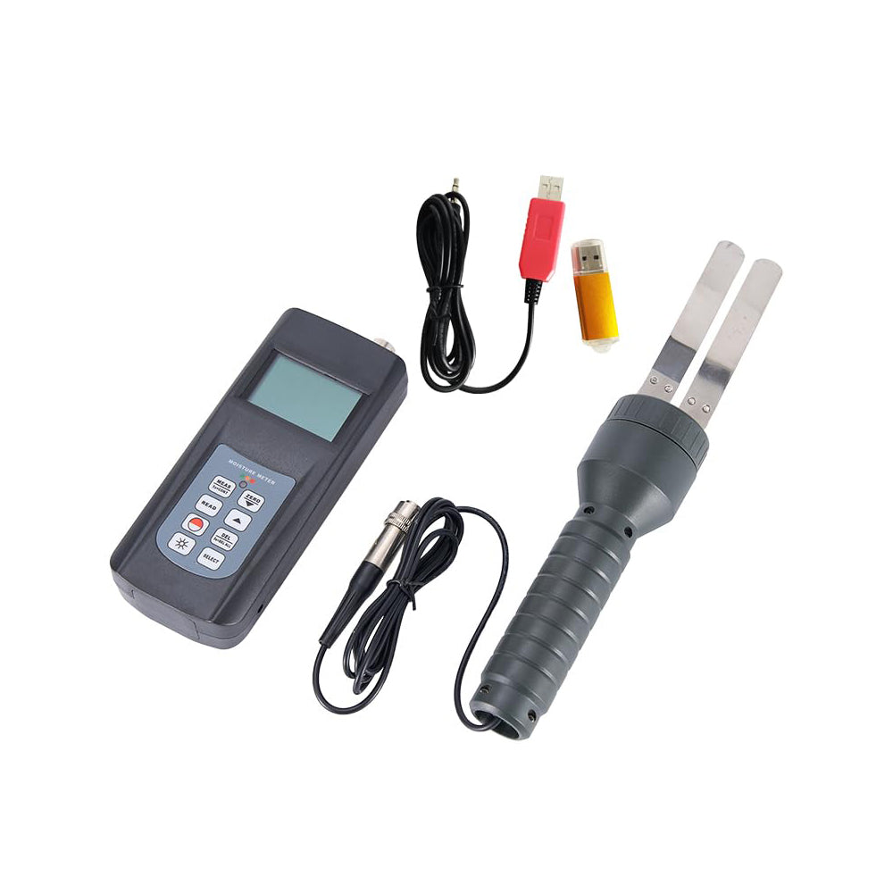 VTSYIQI Digital Paper Moisture Tester Paper Moisture Content Meter with USB Data Cable and Software to Connect PC Memory 240 Groups Resolution 0.1% Storage and Statistical Functions Contact Type Sensor for Cardboard Paper Shredded Paper
