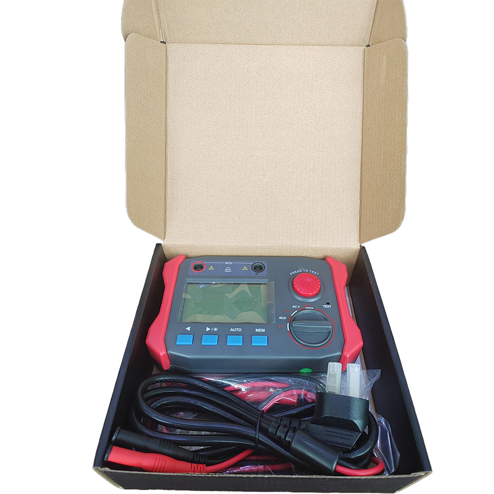 VTSYIQI Leakage Protector Tester Detector Leakage Switch Tester with Leakage Current Gear 15 30 50 75 100 150 200 250 300 500mA DC Voltage Range 1.0~1000V AC Voltage Range 1.0~750V LCD Backlight Display Test Mode Manual or Automatic