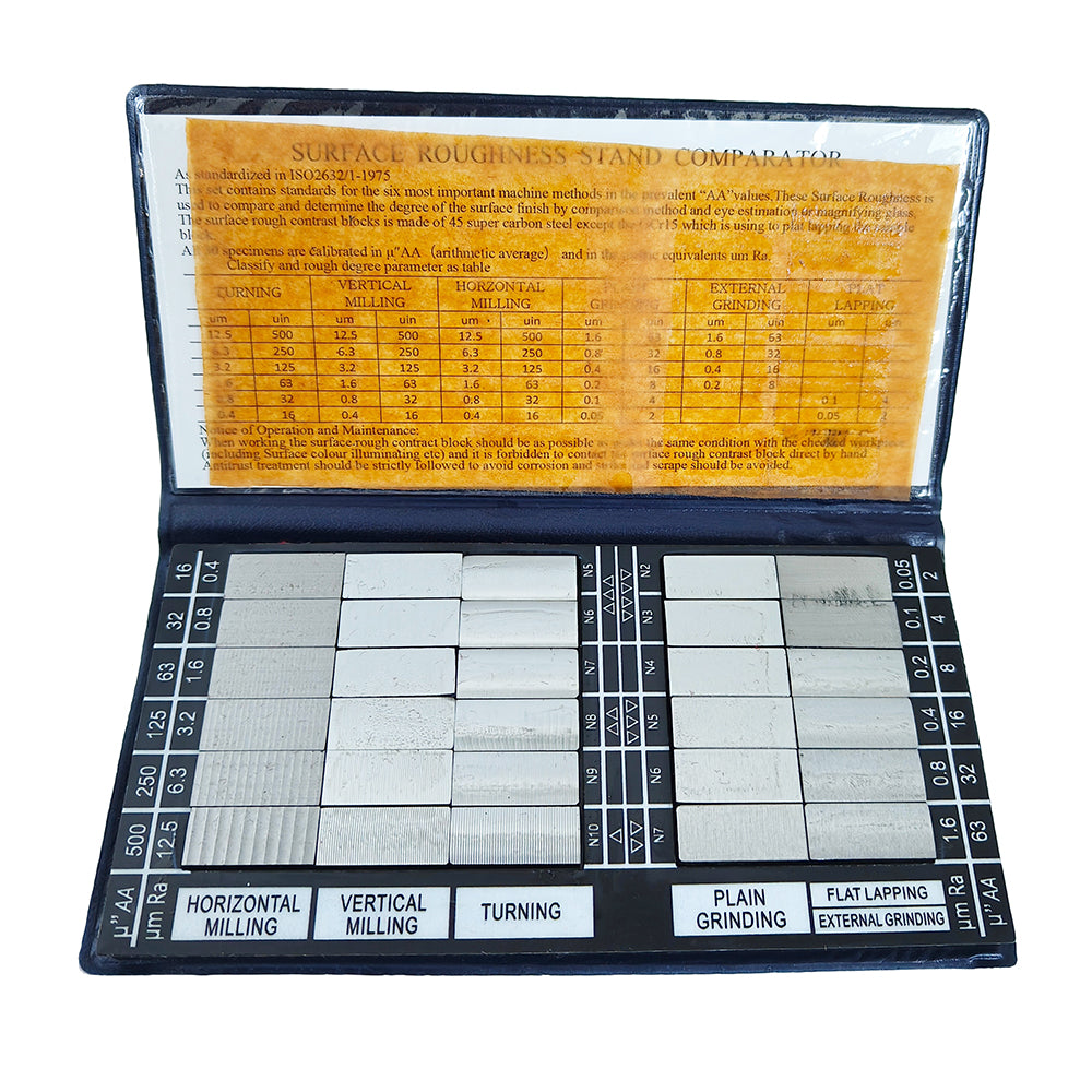 VTSYIQI Surface Roughness Stand Comparator Surface Roughness Standard Set with 30Pcs Surface Roughness Comparators Ra0.05-12.5um ISO2632/I-1975 Standard