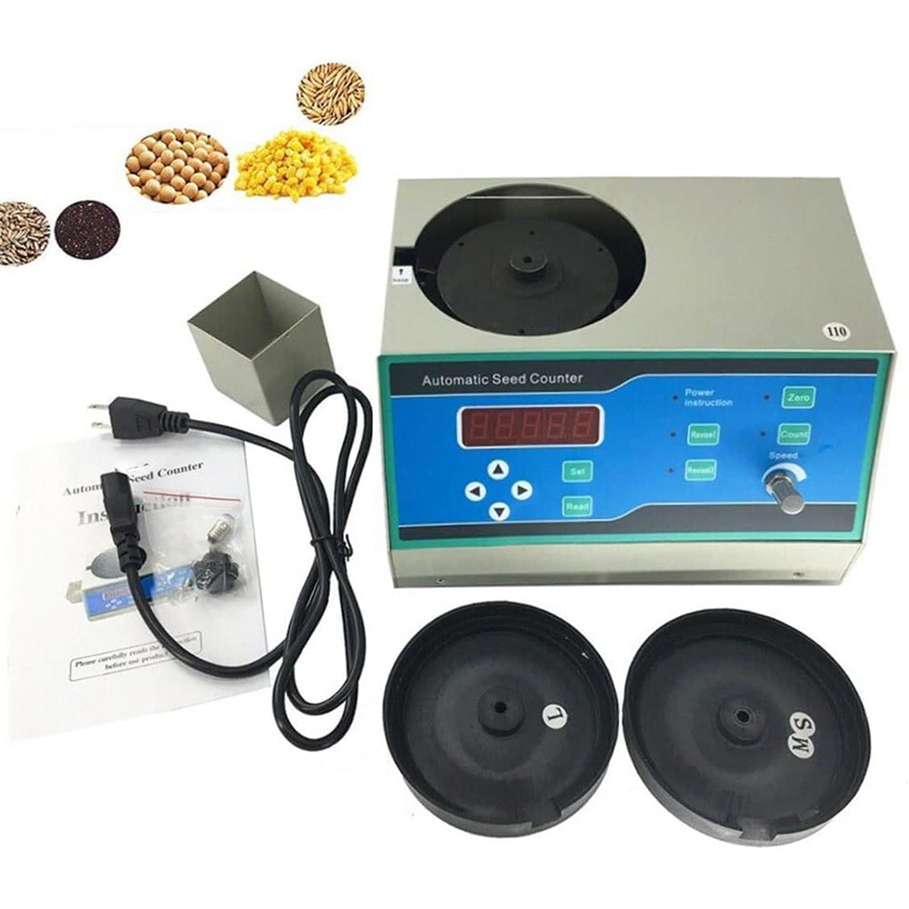 VTSYIQI Seed Particle Counter Seeds Counting Machine Automatic Seed Counter Instrument Device with Capacity Five 1~99999 2 Sample Plates for Rice Wheat Sorghum Corn Vegetables Seed