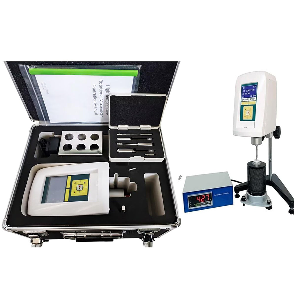 VTSYIQI High Temperature Viscosity Meter Rotational Viscometer for Hot Melt Adhesives with Range 50–3,300,000cP Temperature Range Accuracy 0.1℃ Temperature Plus 15℃ to 250℃ USB Rotor 21# 27# 28# 29#