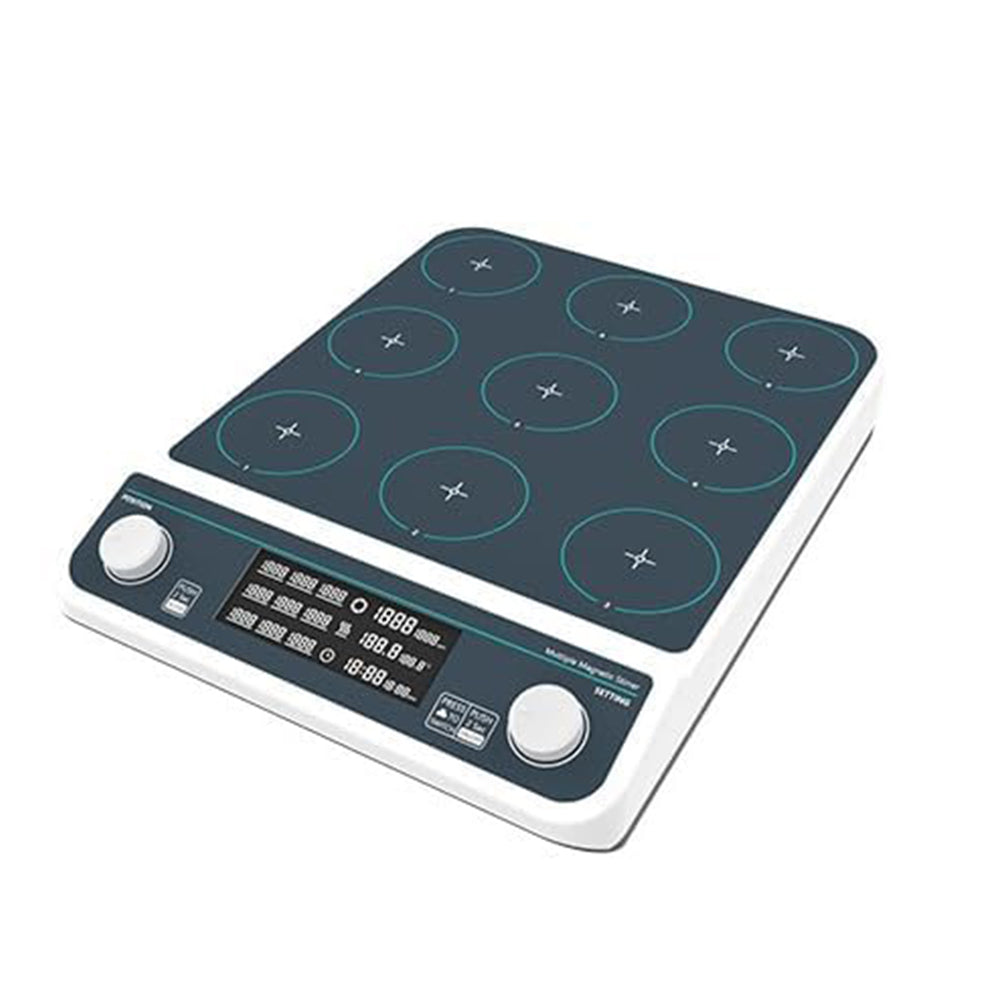 VTSYIQI 9 Position Magnetic Stirrer Multi Place Magnetic Stirrer with LCD Liquid Crystal Display Synchronized or Asynchronous Control Max Stirring Volume 9 * 500 ML Brushless Motor Speed Range 50-1500RPM Bar Size 30MM Timing Function