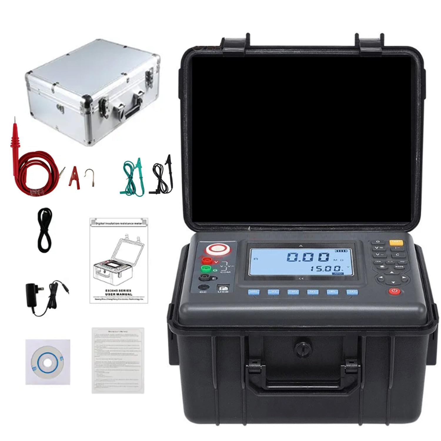 VTSYIQI 10Kv Insulation Resistance Tester Digital High Voltage Insulation Meter Tester Kit with Resolution 0.01MΩ Insulation Resistance Range 0.01MΩ to 35TΩ LCD Display for Measuring Transformer Resistance Test