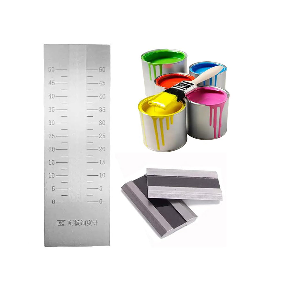 VTSYIQI Fineness Meter 0-50μm Grindometer with 2 Scrapers GB/T1724-93 Standard Range 0-50μm Indexing Value 2.5μm Stainless Steel Inclination of The Groove 1:2000