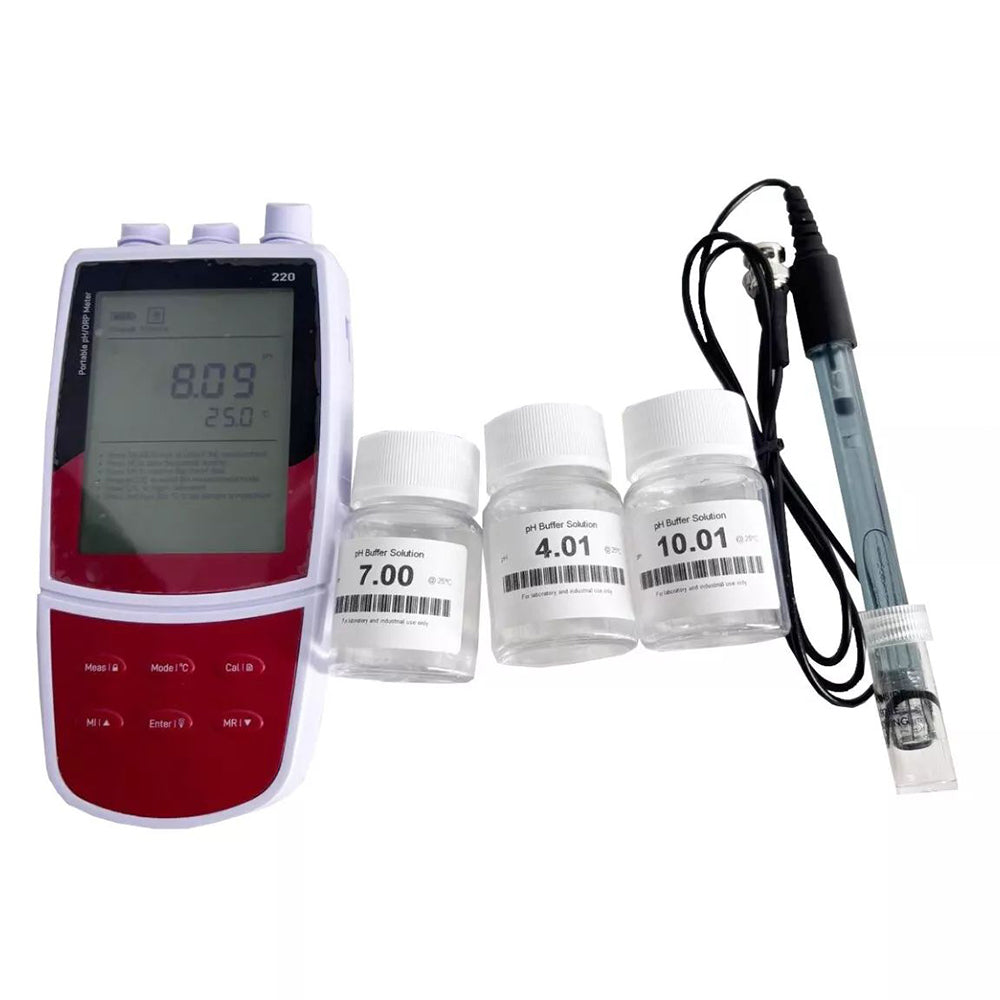 VTSYIQI Handheld pH Meter Water pH Analyzer with Calibration Liquids Range -2.00 to 20.00 pH Accuracy ±0.01 pH Resolution 0.01 pH Range -1999 to 1999 mV E201-BNC pH Electrode Auto-read Function for Measure the pH Value of Sample Solution