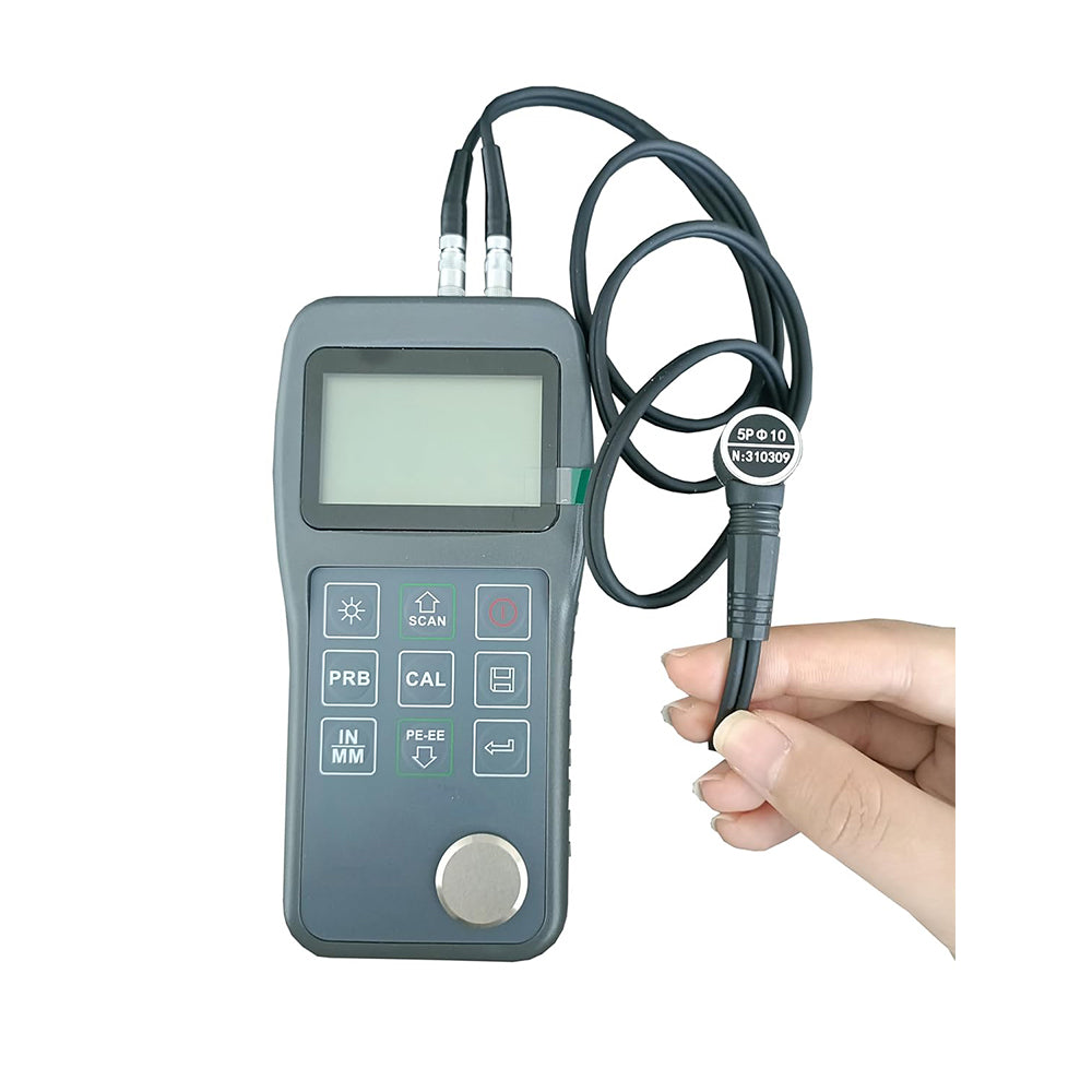 VTSYIQI Through Coating Ultrasonic Thickness Gauge with Probe N05/90° 0.65mm to 600mm (Steel) 0.01mm/0.1mm Resolution Through Paint Coating