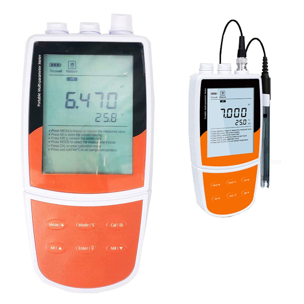 VTSYIQI Portable pH Conductivity Dissolved Oxygen Meter With Standard Calibration Fluids Accuracy ±0.002 pH For Measuring pH Oxidation Reduction Potential Ion Concentration Conductivity Salinity Resistivity and Dissolved Oxygen