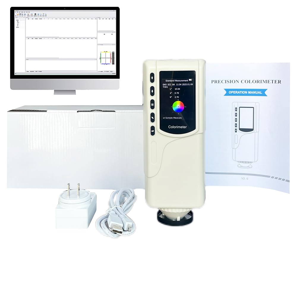 VTSYIQI Portable Colorimeter Color Tester Color Difference Meter with 8°/d CIE LAB D65 Aperture 4mm Repeatability ΔE*ab≤0. 03 for Painting Ink Textile USB lnterface 10000 Samples Data Storage