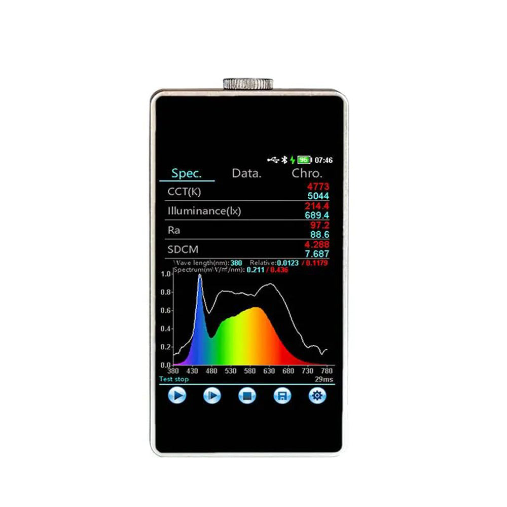 VTSYIQI Spectrometer Spectral Color Illuminance Meter with Touch Screen Wavelength Range 380nm~780nm Wavelength Accuracy ±0.5nm Photosensitive Surface Ф10mm Type-C Interface for Color Control Interpretation