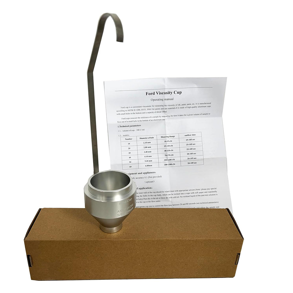 VTSYIQI Ford Flow Cup NO.1 Ford Viscosity Cup with Handle Hole Diameter 2.10 mm Measuring Range 10-35 CST Outflow Time 25-105 sec for Measuring The Viscosity of Inks Coatings and Paints