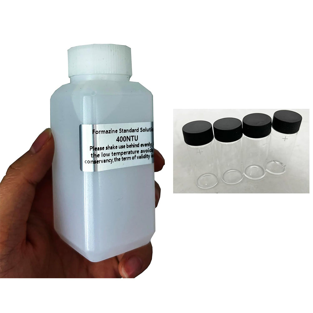 VTSYIQI Portable Turbidity Meter Calibration Solution 400NTU 100ml Formazin Calibration Solution Four Empty Glass Vials Glass Sample Bottles for SGZ-200BS SGZ-200B SGZ-20B Series Turbidimeters