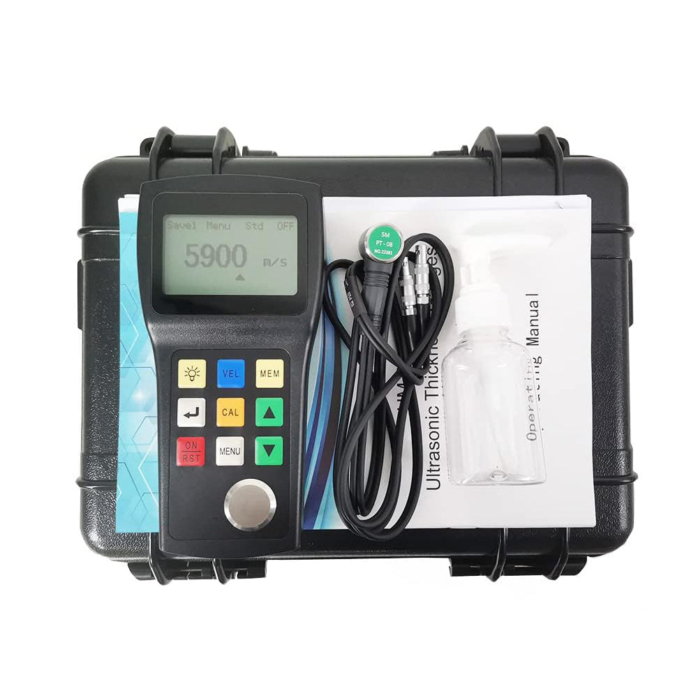 VTSYIQI A Scan Digital Through Coating Ultrasonic Thickness Gauge Tester Meter 0.03'' to 12'' with PT-08 Probe Transducer P-E and E-E Echo-Echo
