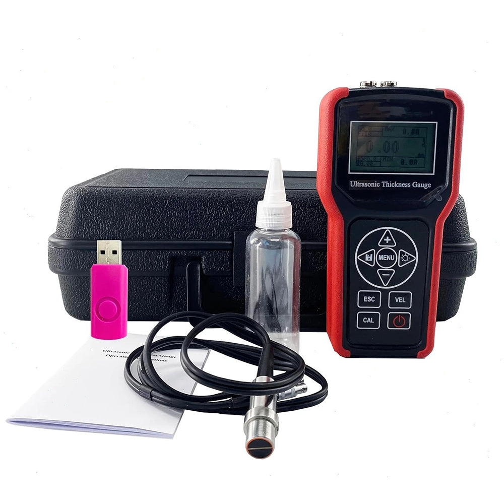 VTSYIQI Ultrasonic Thickness Measurement Tool Ultrasonic Thickness Gauges with Measuring Range 0.75 to 400 mm/0.03 to 15.74 Inch Resolution 0.1mm/0.01mm Storage Function U Disk Connection