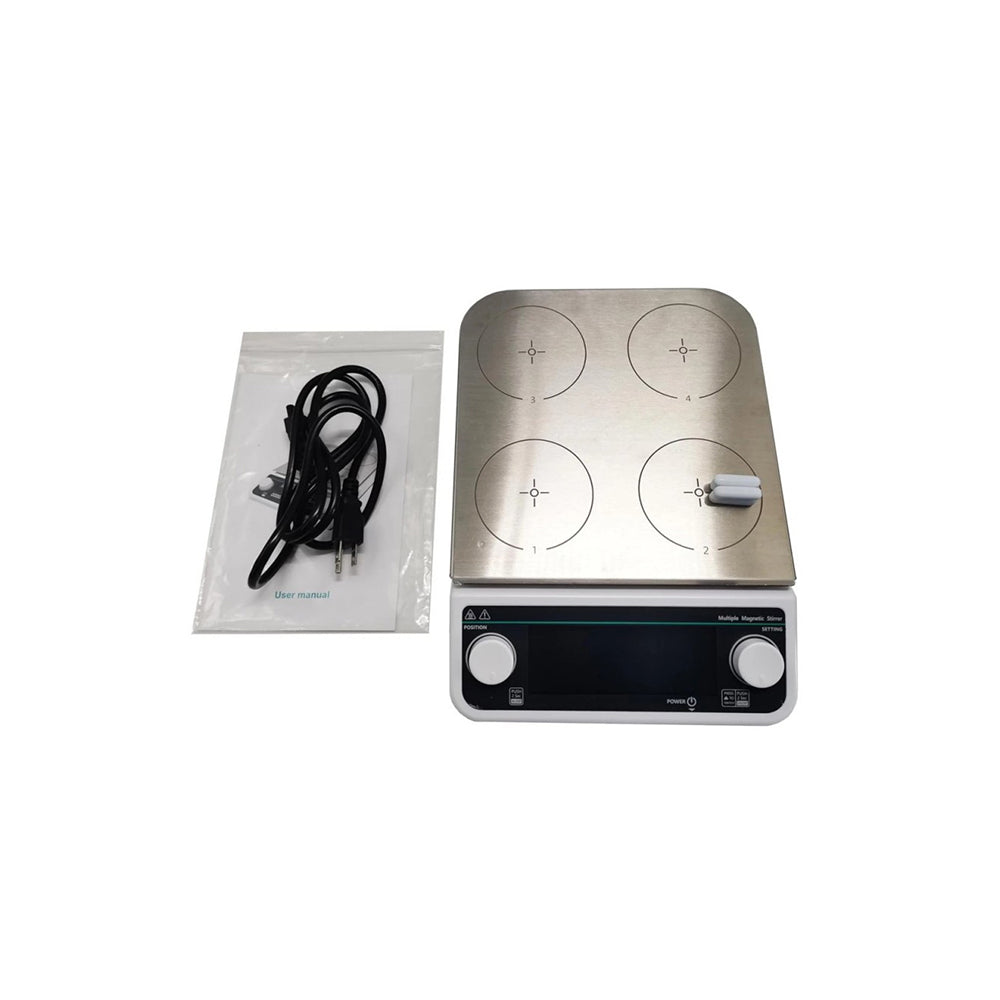 VTSYIQI Multi-position Magnetic Hotplate Stirrer 4 Position Magnetic Stirrer with Synchronous or Asynchronous Control Maximum Mixing Volume 4*500ml Speed Range 50-1200rpm 304 Stainless Steel Work Plate Maximum Countertop Temperature 120 °C