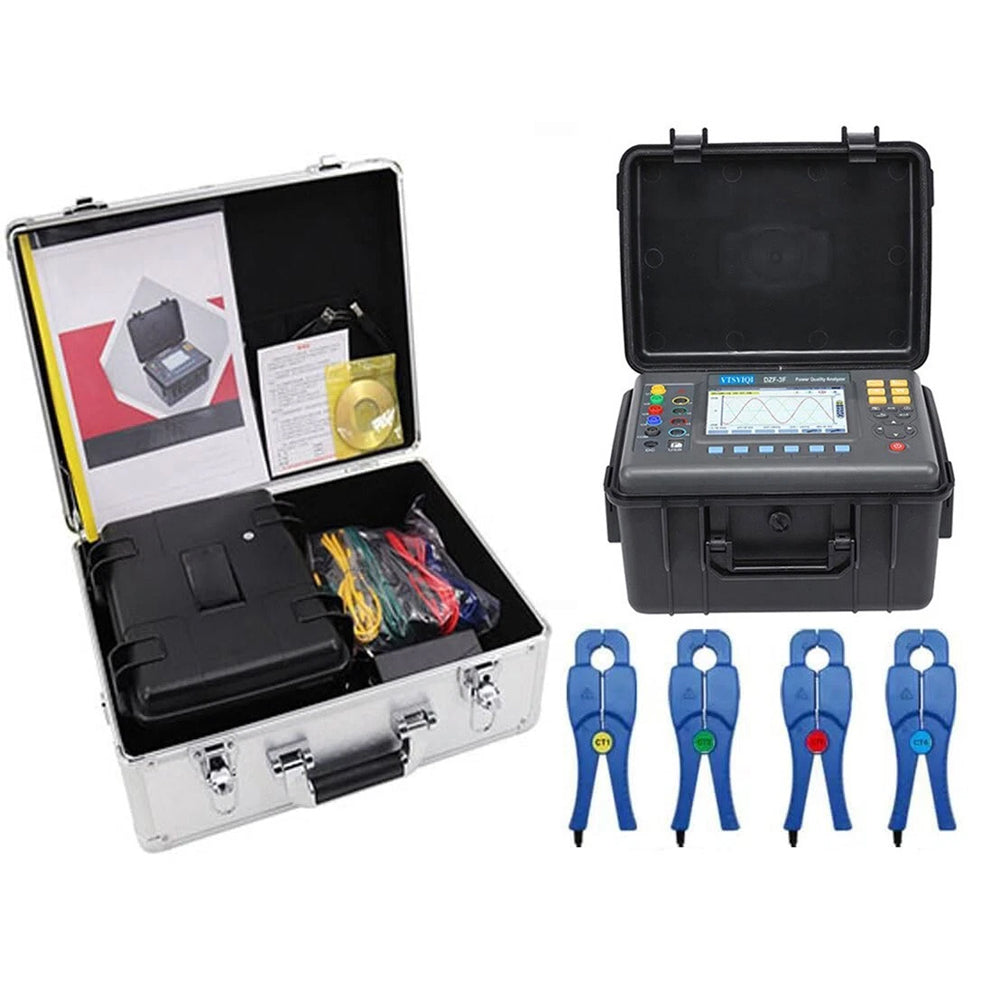 VTSYIQI Energy Quality Analyzer Three Phase Power Quality Meter 3 Phase Power Quality Recorder with IEC61010-031 Circle Current Clamp 20mm×20mm Current Clamp 0.10A-100A 150 Groups Data Storage