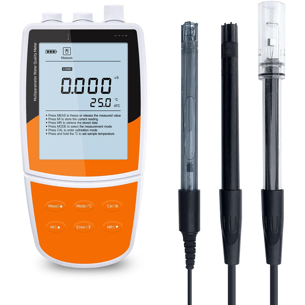 VTSYIQI Multi-parameter Water Quality Analyzer Portable Water Quality Meter with Conductivity Standard Solutions 1 to 5 Points Calibration Range 0 to 20.00 200.0 2000 µS/cm 20.00 200.0 mS/cm for Measuring pH mV Conductivity TDS Temp