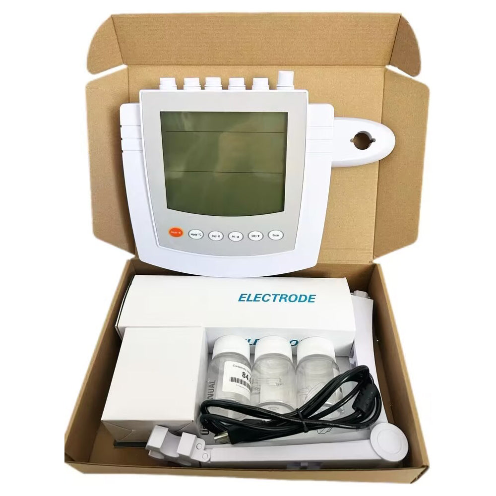 VTSYIQI Laboratory Multiparameter Water Quality Analyzer Multiparameter Water Quality Meter with Conductivity Standard Solutions Range -2.000 to 20.000 pH Resolution 0.001/0.01/0.1 pH for Measuring pH mV Conductivity TDS